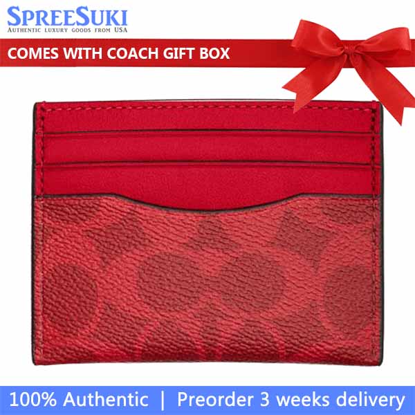 Coach Slim Id Card Case In Signature Canvas Bold Red # CW366