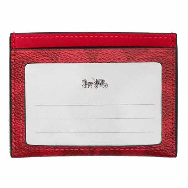 Coach Slim Id Card Case In Signature Canvas Bold Red # CW366