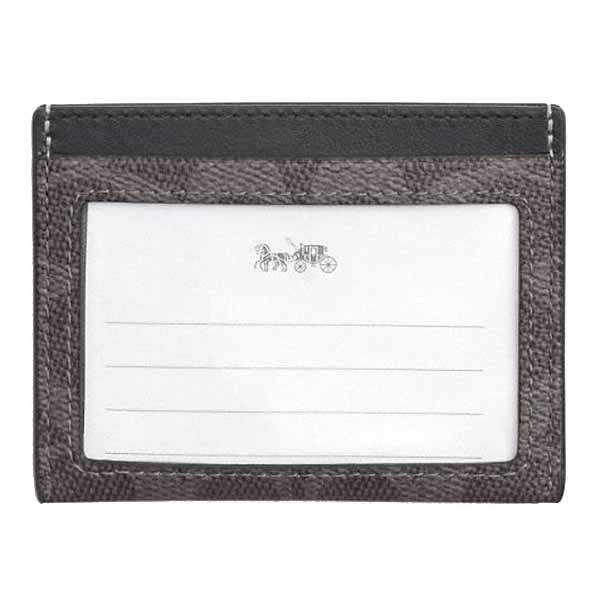 Coach Slim Id Card Case In Signature Canvas Grey Charcoal # CW366
