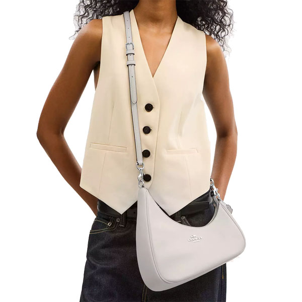 Coach Twisted Teri Shoulder Bag Silver Chalk # CBI01