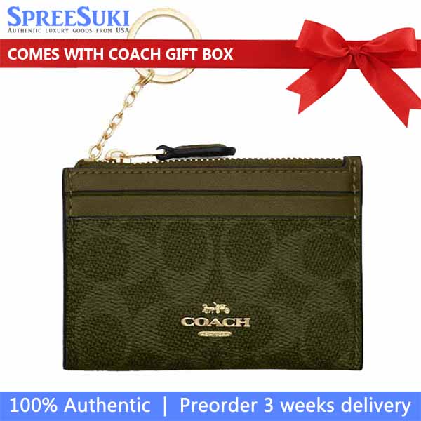 Coach Mini Id Skinny Signature Card Holder Olive # CW870