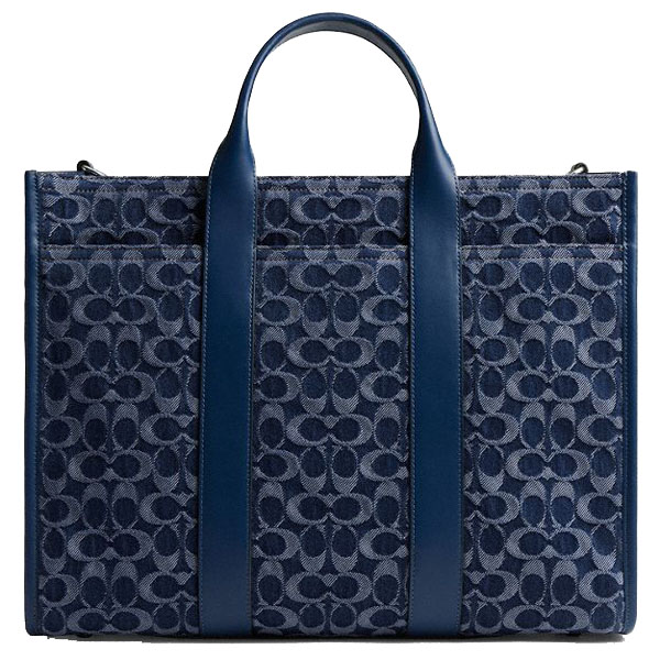 Coach Wesley Tote In Signature Denim Deep Blue # CAS25