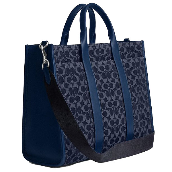 Coach Wesley Tote In Signature Denim Deep Blue # CAS25