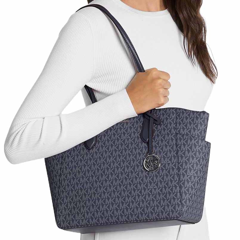 Michael Kors Marilyn Medium Signature Logo Tote Bag Admiral Blue # 35F5S6AT2B