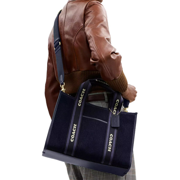 Coach Smith Tote Bag In Regenerative Cotton Dark Denim Multi # CCL68