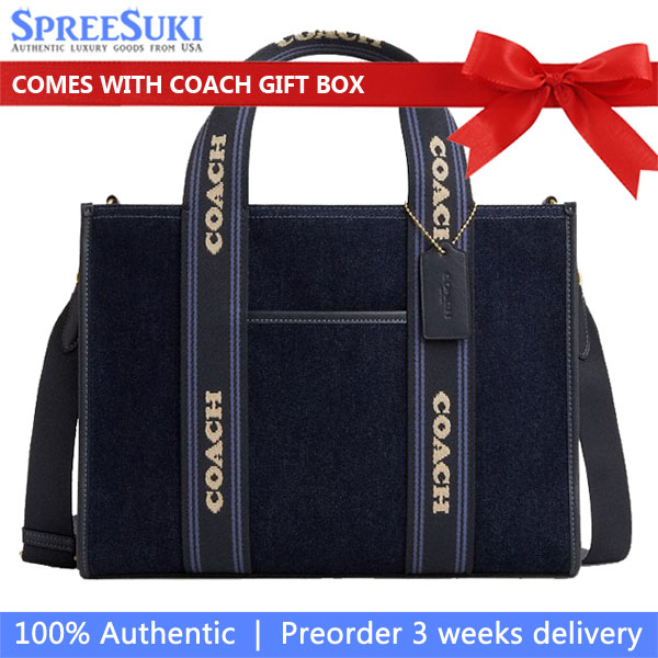 Coach Smith Tote Bag In Regenerative Cotton Dark Denim Multi # CCL68