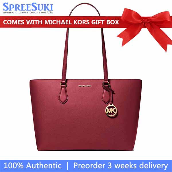 Michael Kors Sheila Large Tote Bag Cherry Dark Red # 35S4G6HT9L