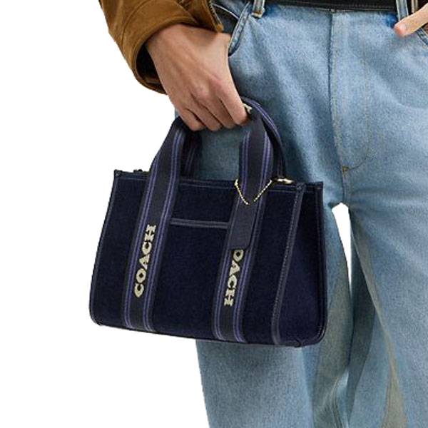 Coach Smith Tote Bag 24 In Regenerative Cotton Dark Denim Multi # CCL67