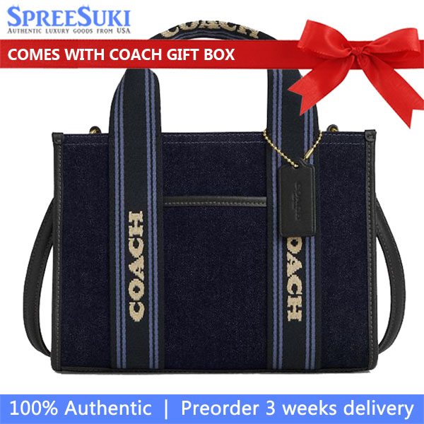 Coach Smith Tote Bag 24 In Regenerative Cotton Dark Denim Multi # CCL67