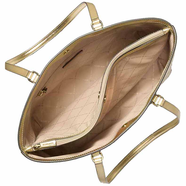 Michael Kors Sheila Large Metallic Two-Tone Signature Logo Tote Bag Pale Gold # 35F5G6HT9Y