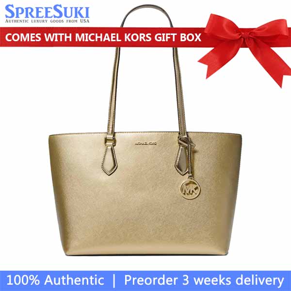 Michael Kors Sheila Large Metallic Tote Bag Pale Gold # 35S4G6HT9O