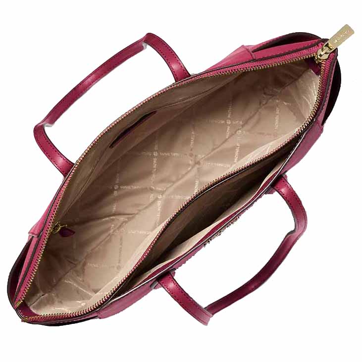 Michael Kors Marilyn Medium Saffiano Leather Tote Bag Cherry Dark Red # 35F5G6AT2L