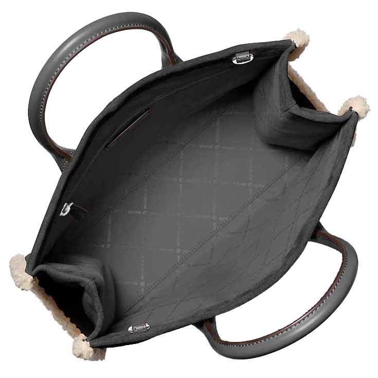 Michael Kors Mirella Medium Suede And Faux Shearling Tote Bag Black # 35F5S7ZT2S