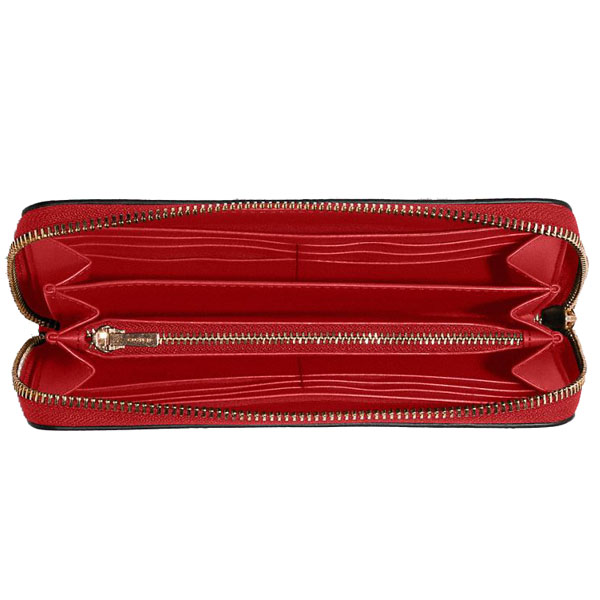 Coach Long Wallet Long Zip Around Wallet True Red Dark Red # C4451