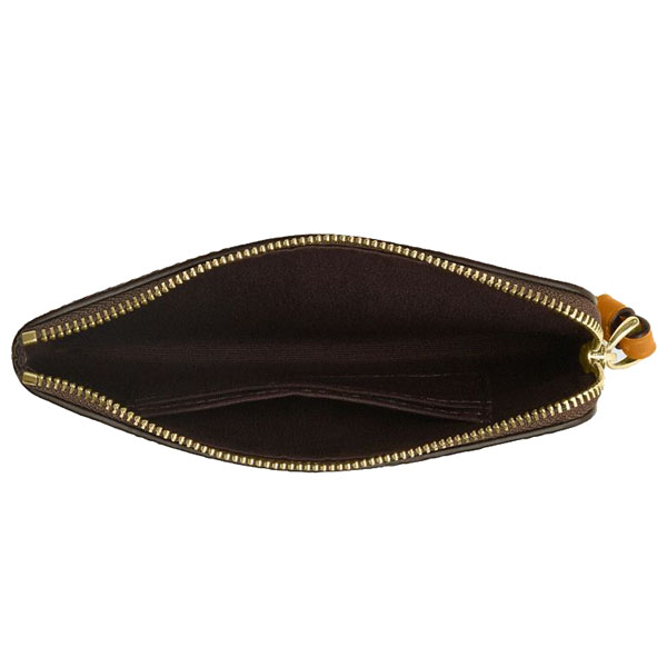 Coach Corner Zip Wristlet In Signature Canvas With Floral Print Walnut Yellow Dark Brown # CCL19