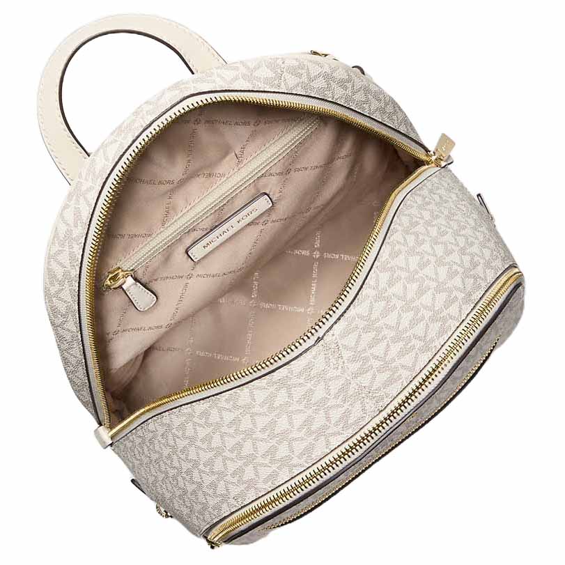 Michael Kors Rhea Medium Signature Logo Backpack Light Cream Multi White # 35S5GRAB2B