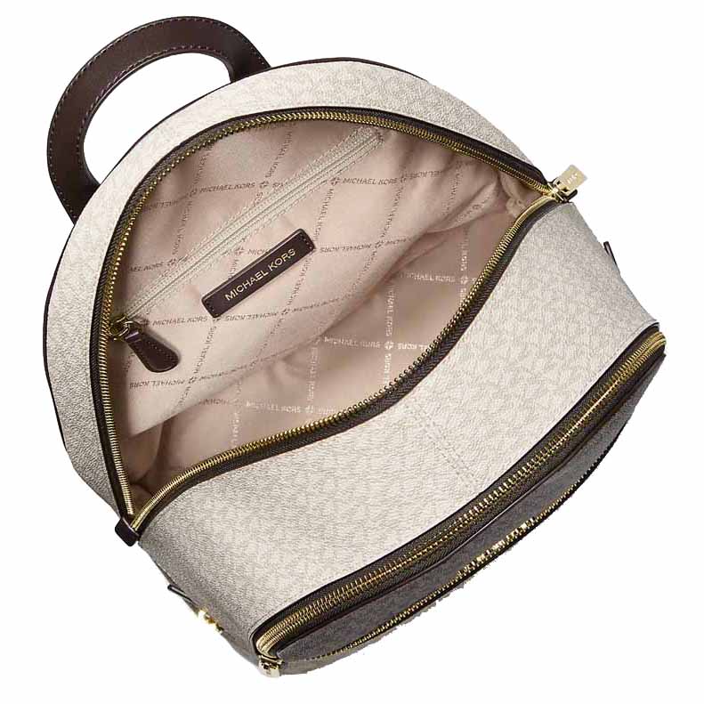 Michael Kors Rhea Medium Metallic Signature Logo Backpack Brown Dark Brown # 35F5GRAB2V