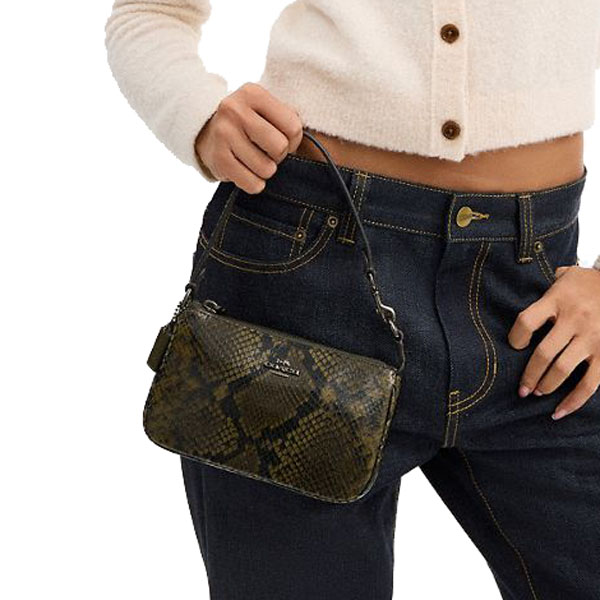 Coach Nolita 19 With Snake Print Gunmetal Olive Multi Dark Green # CCF62