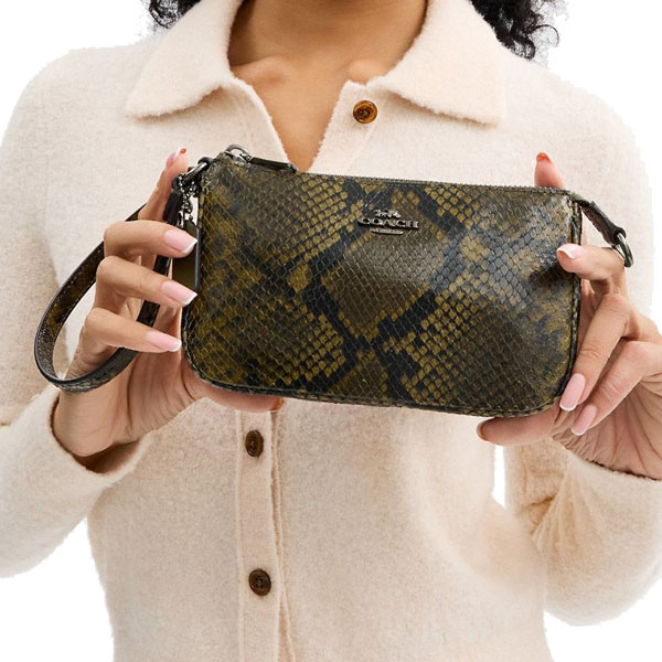 Coach Nolita 19 With Snake Print Gunmetal Olive Multi Dark Green # CCF62