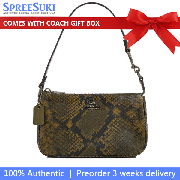 Coach Nolita 19 With Snake Print Gunmetal Olive Multi Dark Green # CCF62
