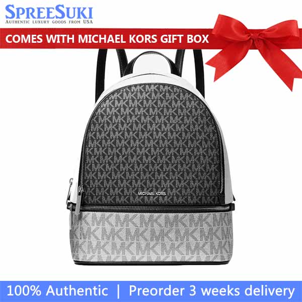 Michael Kors Rhea Medium Metallic Signature Logo Backpack Black # 35F5SRAB2V