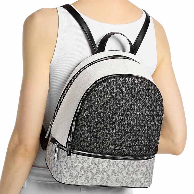 Michael Kors Rhea Medium Metallic Signature Logo Backpack Black # 35F5SRAB2V