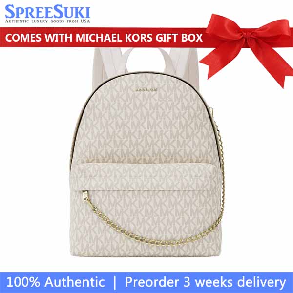 Michael Kors Slater Large Signature Logo Backpack Light Cream Multi White # 35F5G04B3B