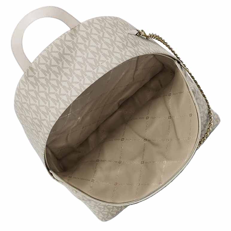 Michael Kors Slater Large Signature Logo Backpack Light Cream Multi White # 35F5G04B3B