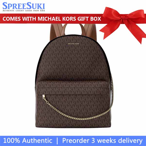 Michael Kors Slater Large Signature Logo Backpack Brown Dark Brown # 35F5G04B3B