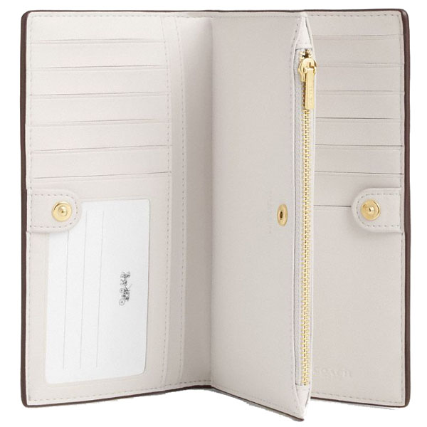 Coach Slim Zip Wallet In Signature Canvas Sand Chalk Off White # CW661