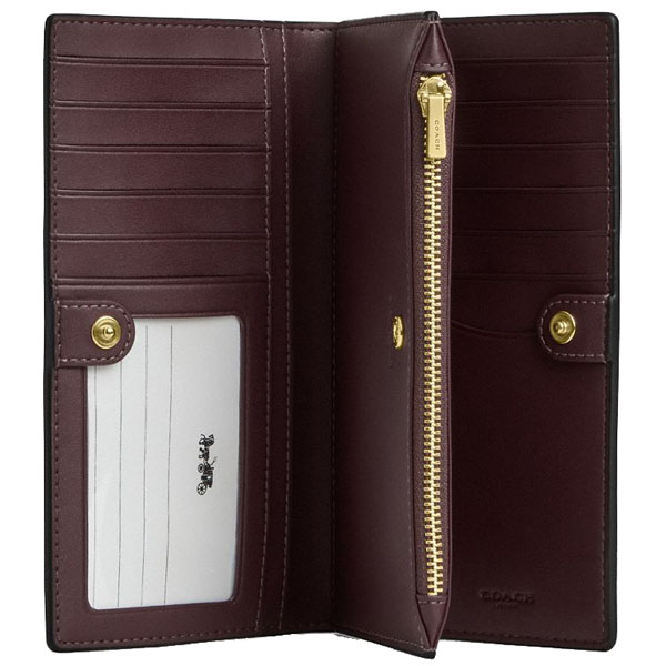 Coach Slim Zip Wallet In Signature Canvas Black Currant # CW661