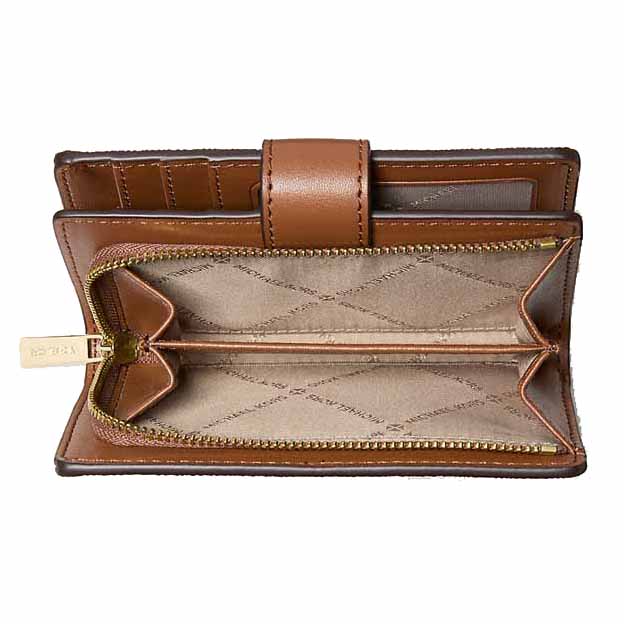 Michael Kors Jet Set Medium Two-Tone Logo Wallet Brown Multi Dark Brown # 35F4GTVF6B