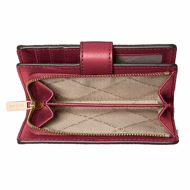 Michael Kors Jet Set Medium Two-Tone Logo Wallet Cherry Multi Dark Red # 35F4GTVF6B