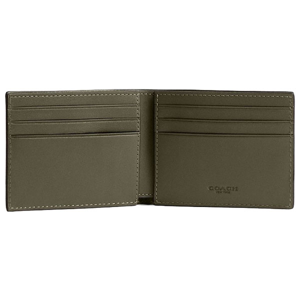 Coach Men Slim Billfold Wallet Army Green # CS483