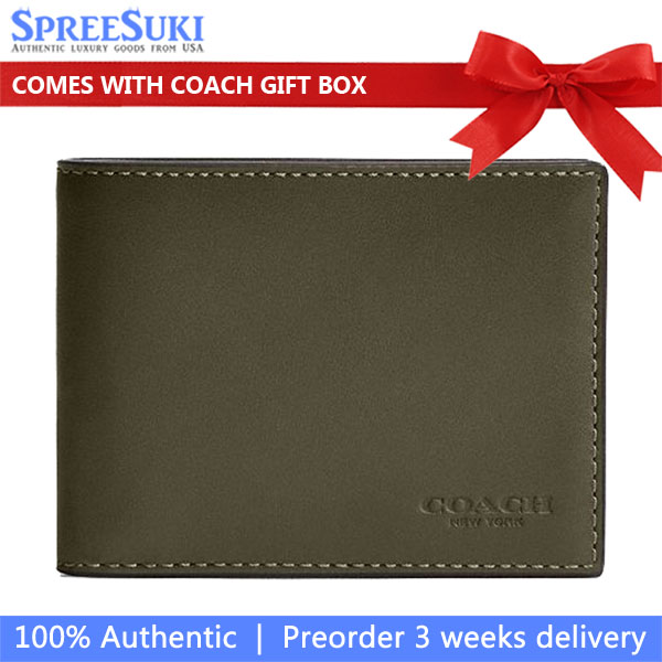 Coach Men Slim Billfold Wallet Army Green # CS483