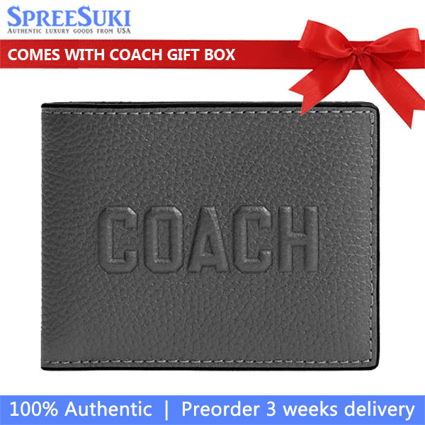 Coach Men Slim Billfold Wallet With Coach Graphic Charcoal # CZ062