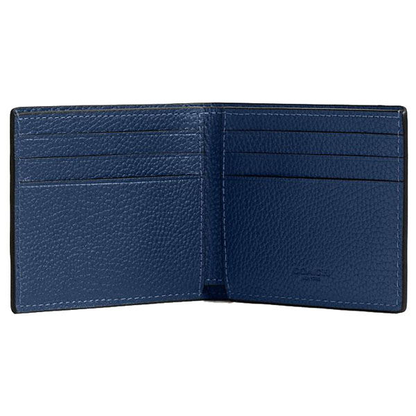 Coach Men Slim Billfold Wallet With Coach Graphic Deep Blue # CZ062