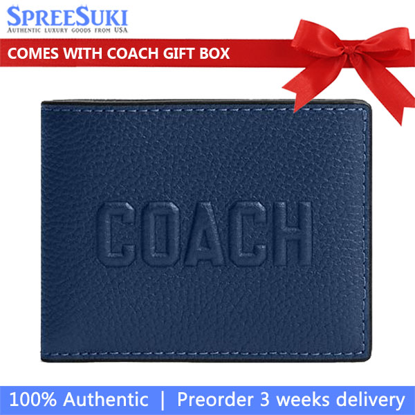 Coach Men Slim Billfold Wallet With Coach Graphic Deep Blue # CZ062