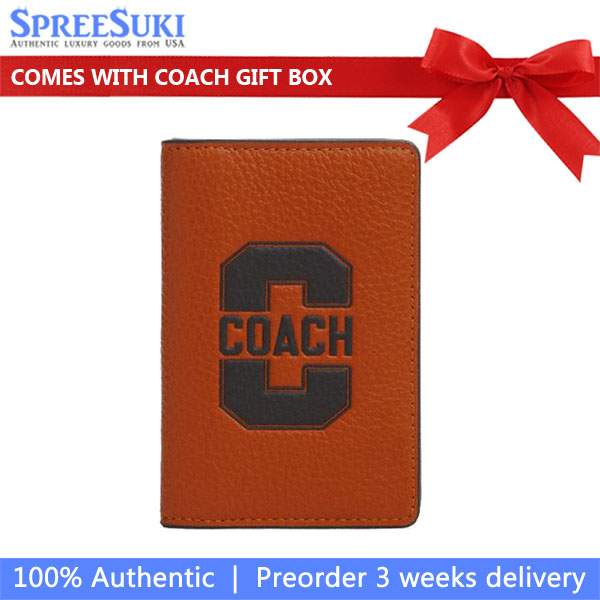 Coach Id Card Wallet With Varsity Motif Toffee And Black # CAK23