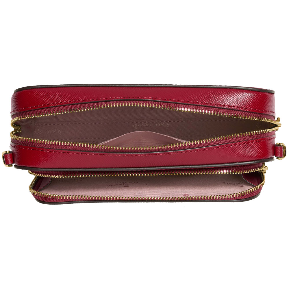 Kate Spade Staci Dual Zip Around Mini Crossbody Red Jam # KG036