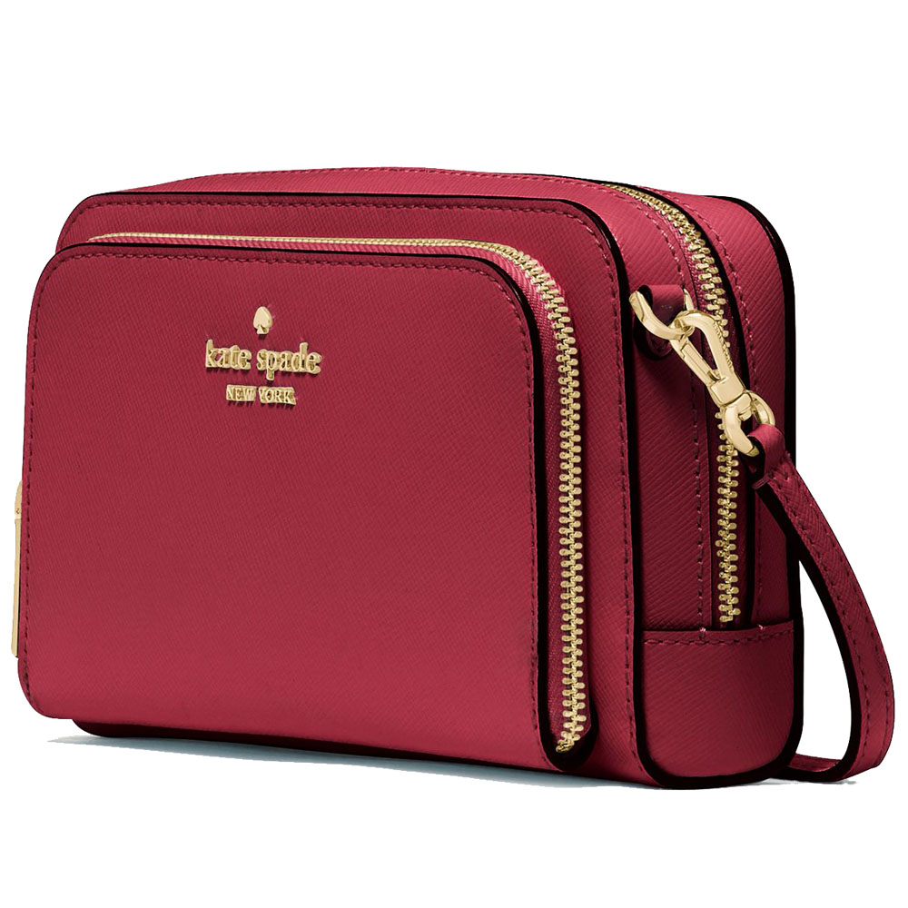 Kate Spade Staci Dual Zip Around Mini Crossbody Red Jam # KG036
