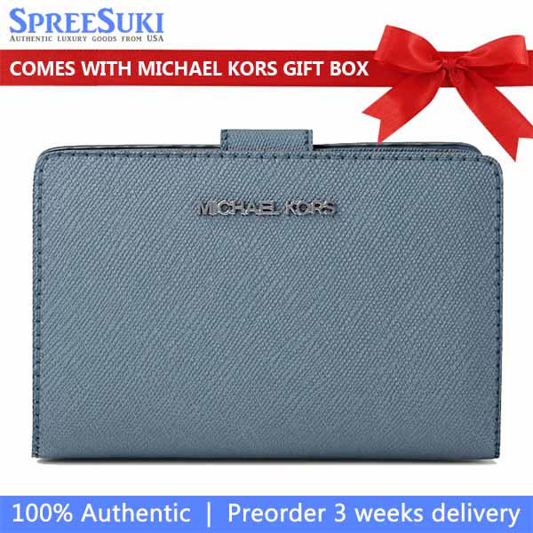 Michael Kors Medium Saffiano Leather Wallet Cornflower Blue # 35R4STVF6L