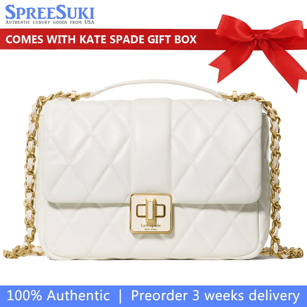 Kate Spade Carey Quilted Small Flap Crossbody Meringue # KM708