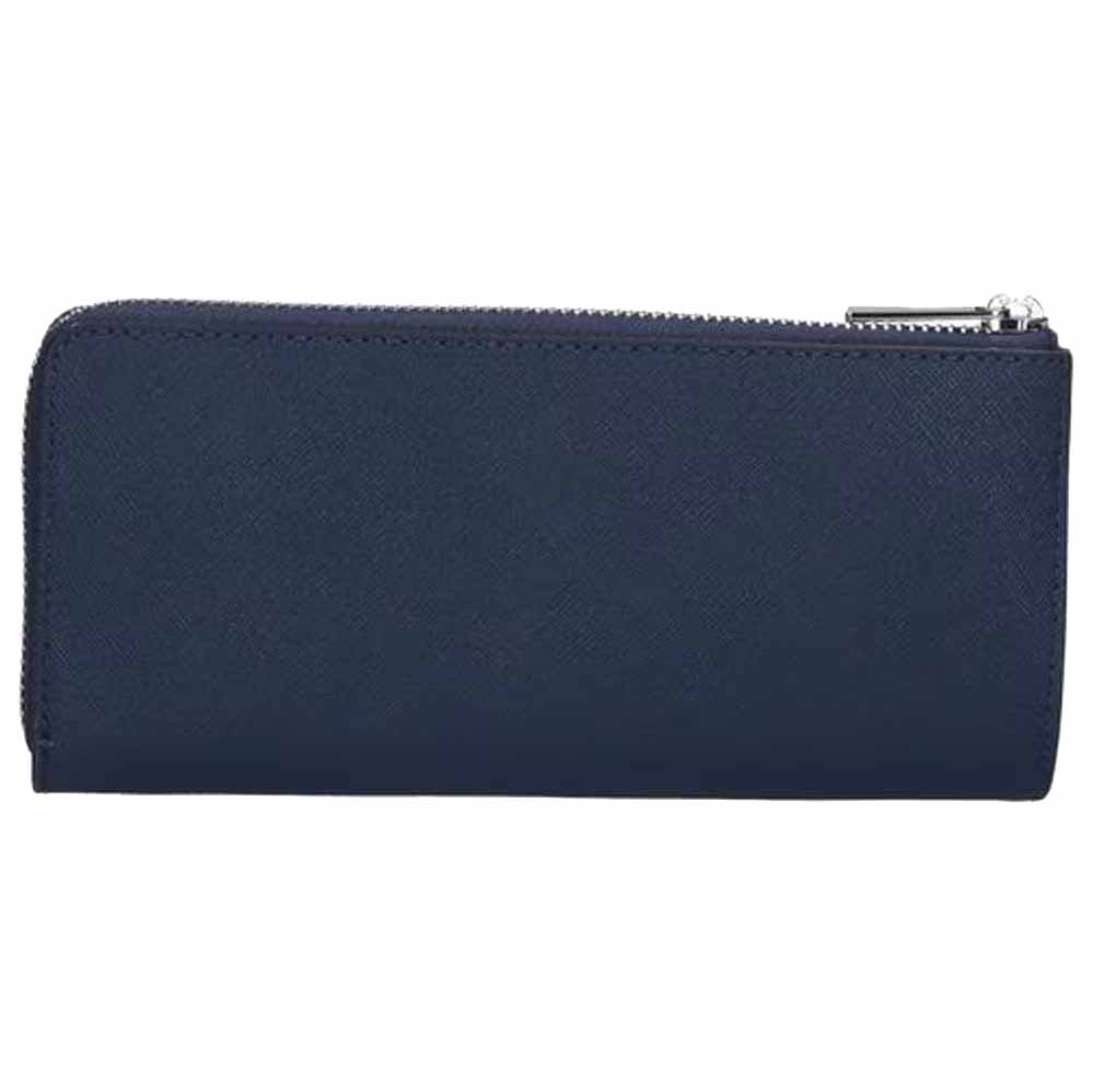 Michael Kors Jet Set Travenuel Large Saffiano Leather Quarter-Zip Wallet Navy # 35R4STVE3L
