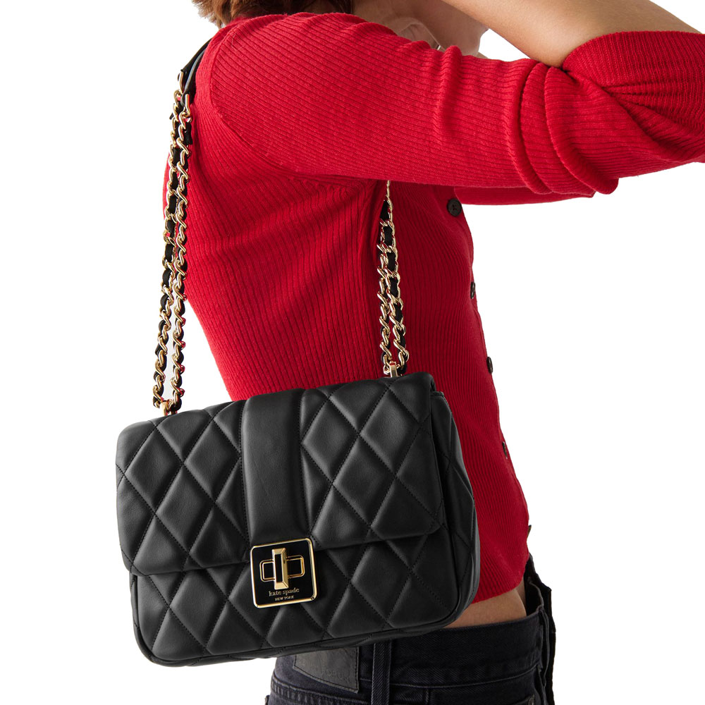 Kate Spade Carey Quilted Small Flap Crossbody Black # KM708
