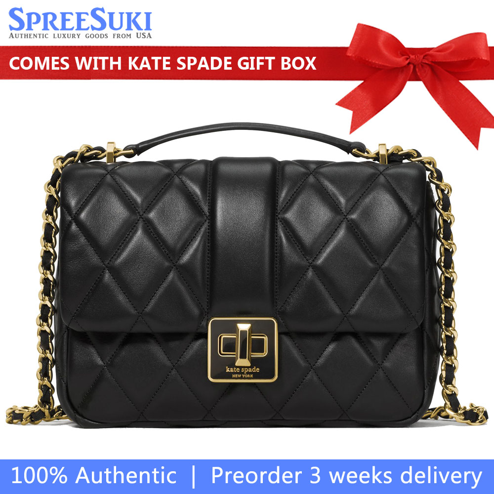 Kate Spade Carey Quilted Small Flap Crossbody Black # KM708