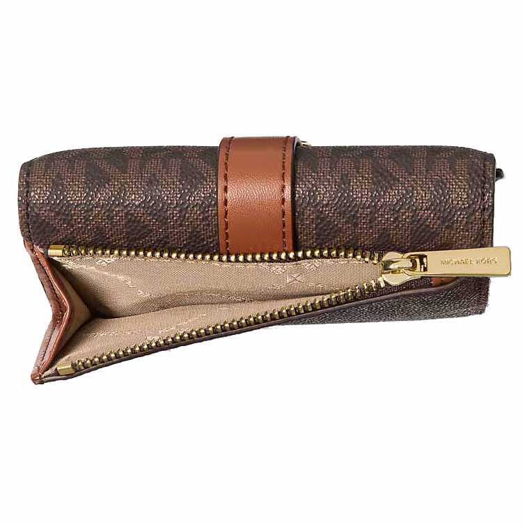 Michael Kors Greenwich Medium Signature Logo Trifold Wallet Brown Dark Brown # 35S5GGRE6B