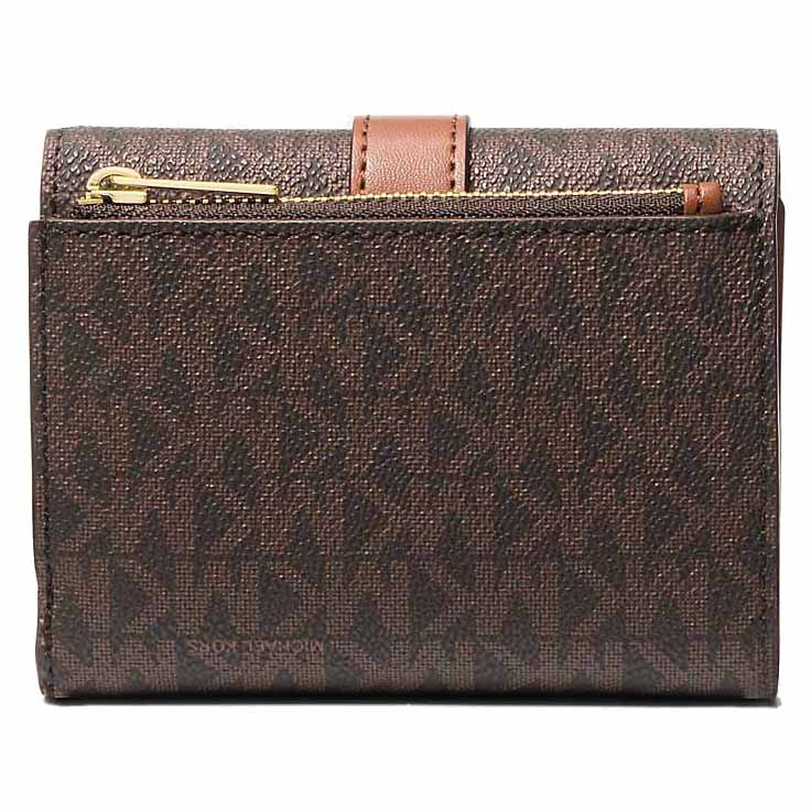Michael Kors Greenwich Medium Signature Logo Trifold Wallet Brown Dark Brown # 35S5GGRE6B