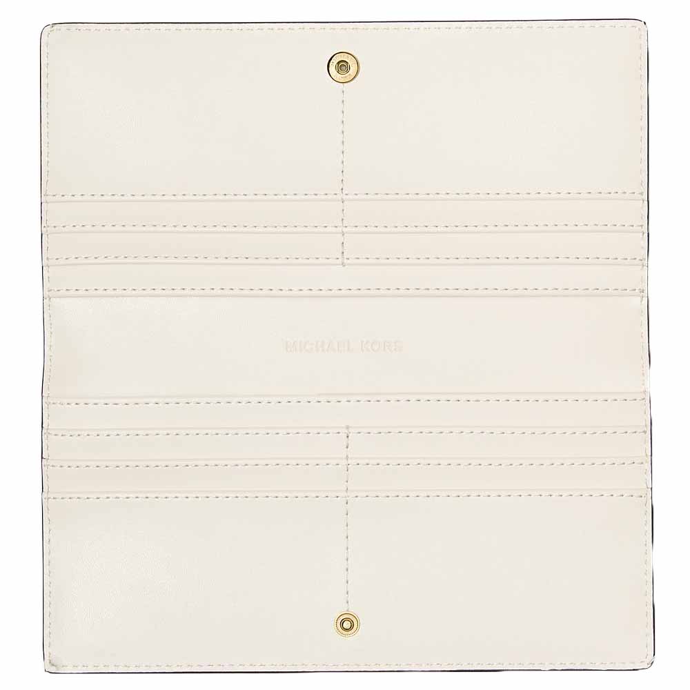 Michael Kors Carson Large Crocodile Embossed Wallet Light Cream White # 35F5G2ZE3A