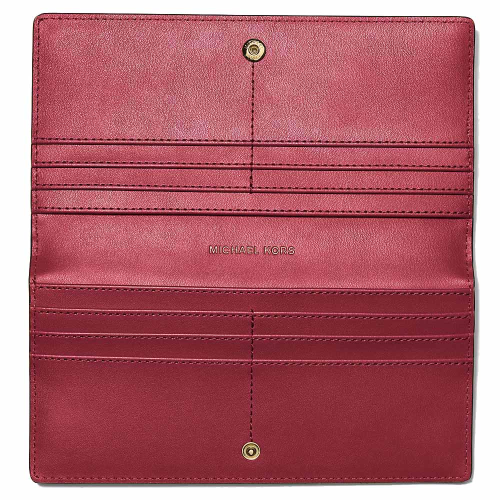 Michael Kors Carson Large Crocodile Embossed Wallet Cherry Dark Red # 35F5G2ZE3A